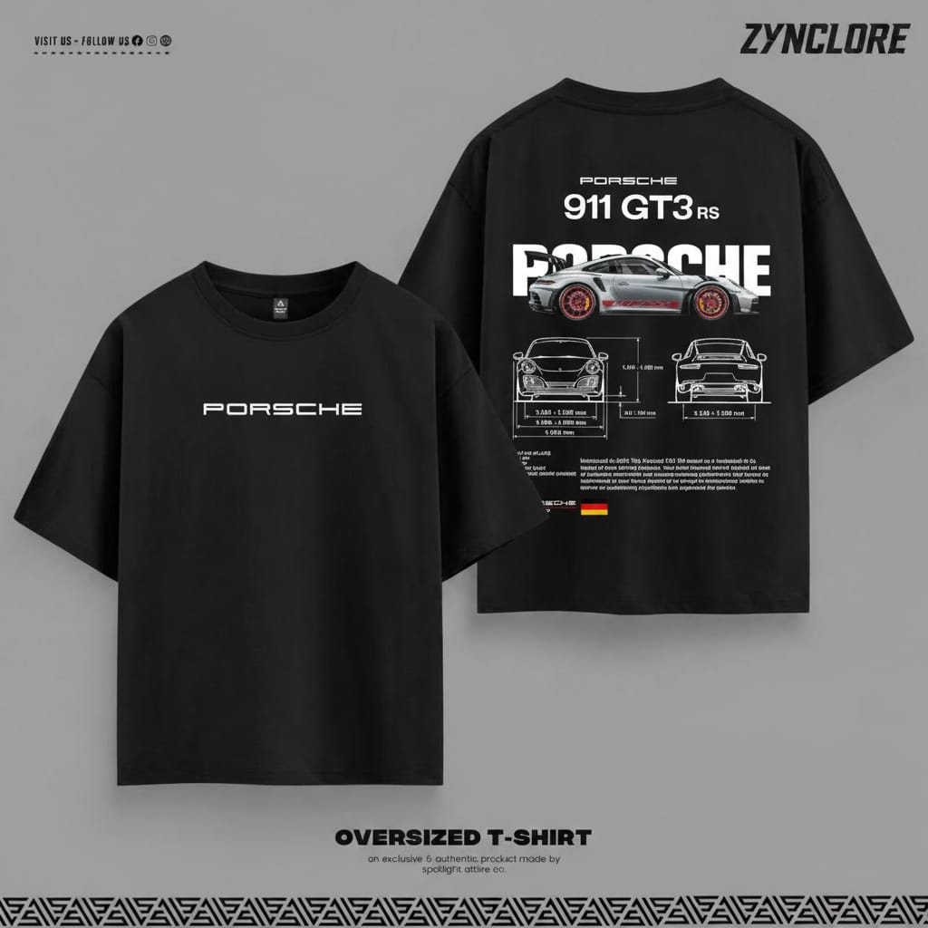 Porsche 911 GT3 RS Graphic Oversized T-Shirt