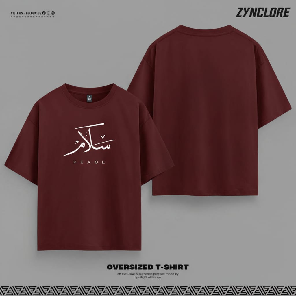 Salaam Peace Calligraphy Maroon T-Shirt