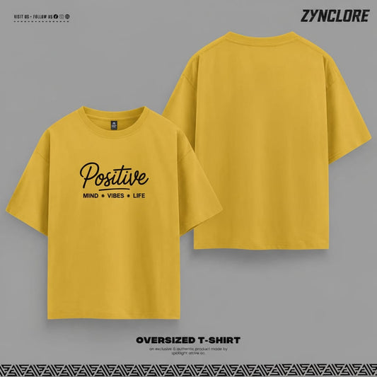 Positive Mind Vibes Graphic Yellow T-Shirt